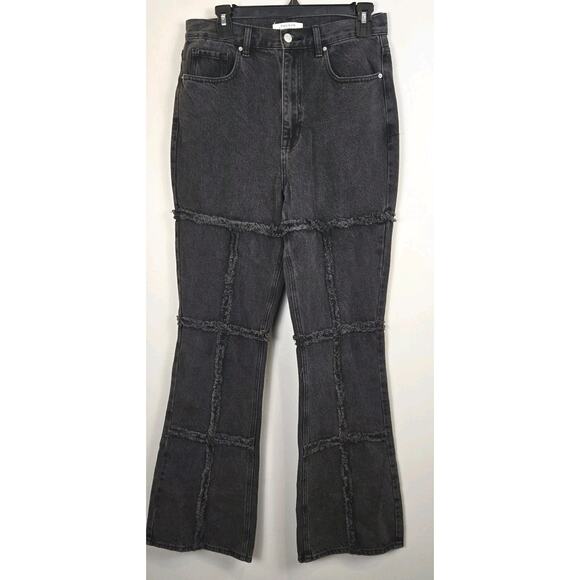PACSUN Women's Jeans Size 29 Black High Rise Boot Cut Patchwork FRAYED Design - Picture 1 of 10